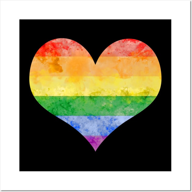 Gay Pride Heart - Watercolor Wall Art by MeowOrNever